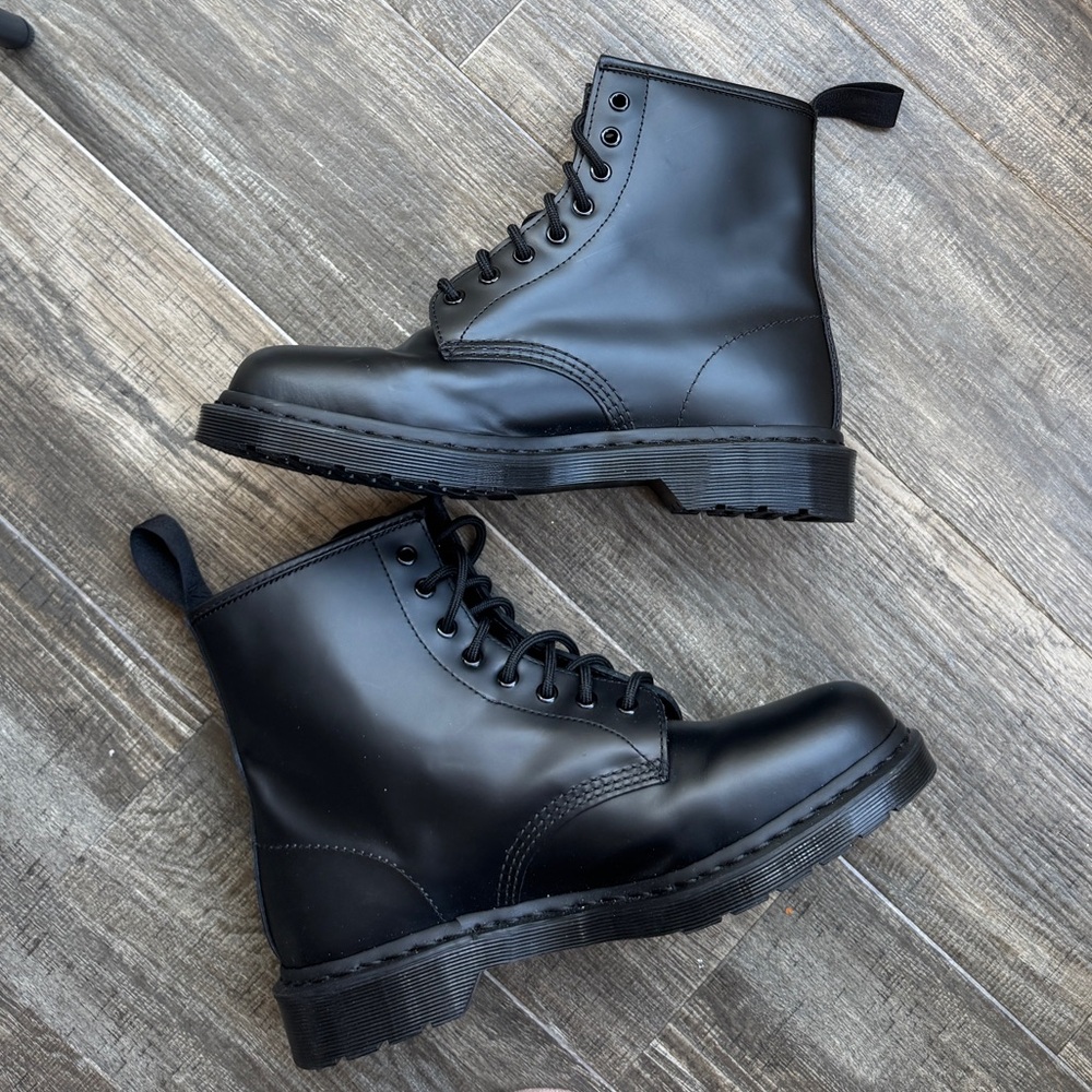 Dr martens 1460 MONO black Smooth Leather Lace Up Boots 10 - Picture 3 of 7